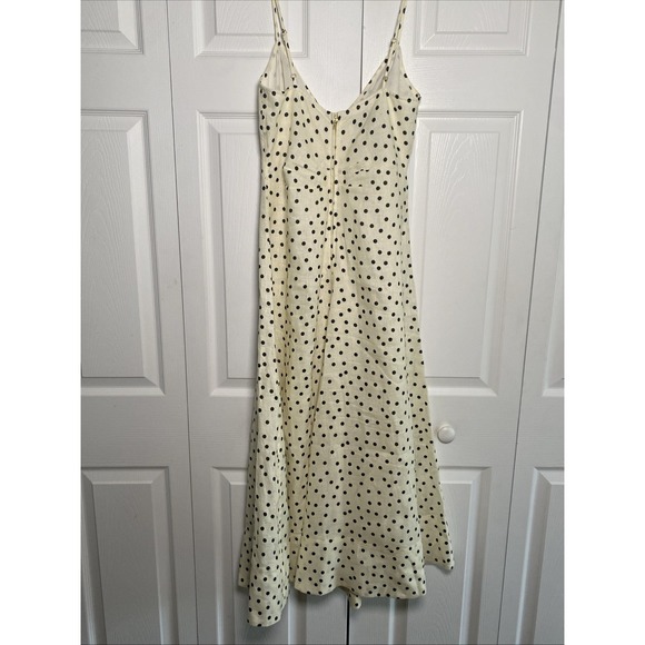 Cara Cara Womens 8 Ivory Linen Dress Polka Dot Maxi Dress Luxury - Picture 5 of 10